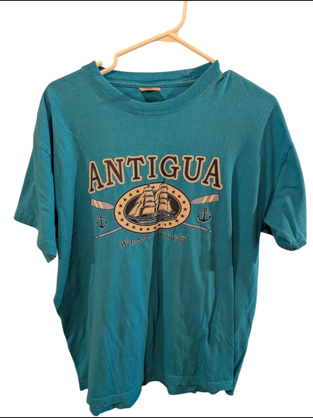 Vintage Antigua Teal Nautical Graphic Short Sleeve Tee